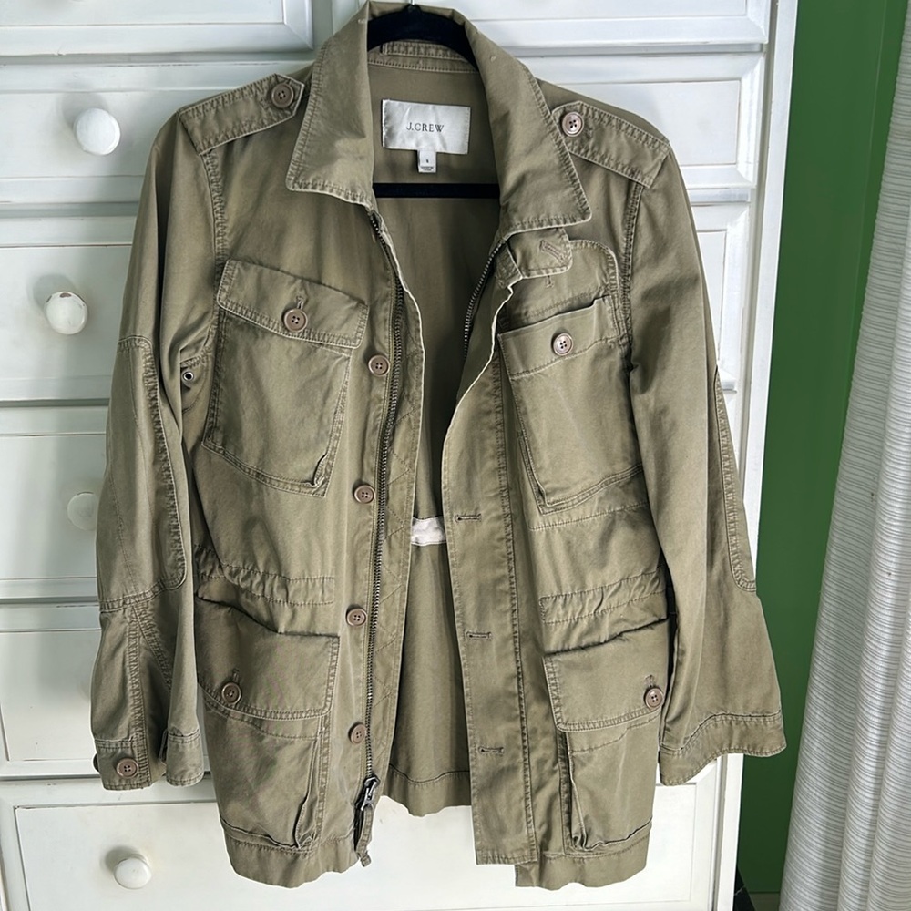 J Crew khaki cargo jacket/ price firm
